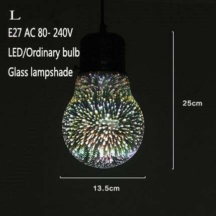 Modern 3D Colorful Nordic Starry Sky Hanging Glass Shade Pendant Lamp Lights E27 LED For Kitchen Restaurant Living Room