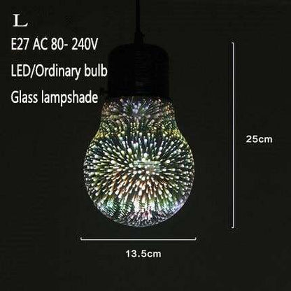Modern 3D Colorful Nordic Starry Sky Hanging Glass Shade Pendant Lamp Lights E27 LED For Kitchen Restaurant Living Room