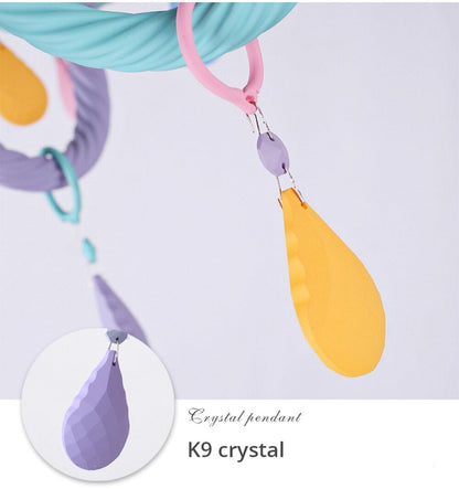 Colorful Crystal Chandelier Macaron Color Droplight Children Bedroom Lamp Creative Fantasy Luminaire Stained Glass Lustre