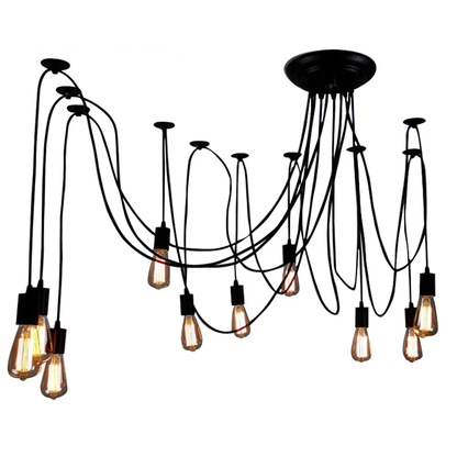 Mordern Nordic Retro Edison Bulb Light Chandelier Vintage Loft Antique Adjustable DIY Art Spider Ceiling Lamp Fixture Light