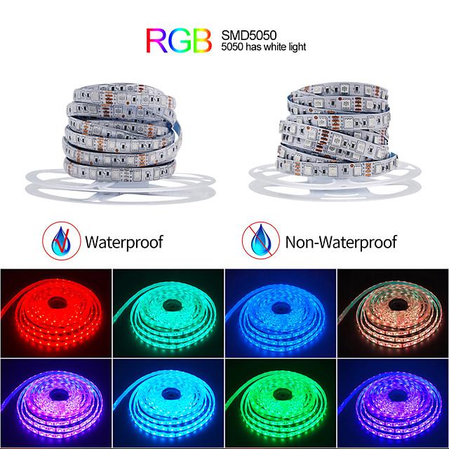 15M RGB LED Strip Lights Music Sync 12V Waterproof LED Strip 5M 10M 20M 5050 SMD Color Changing LED Light with Bluetooth Controller and 100-240V Adapter for Bedroom Home TV Back Light DIY Deco