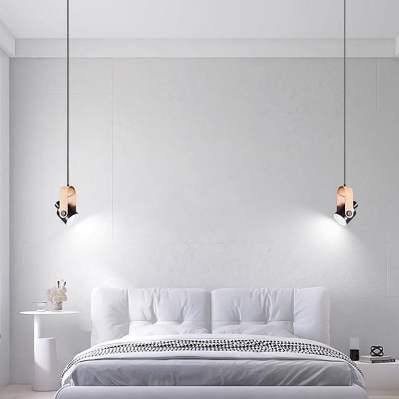 Nordic LED Pendant Light Wood Hanging Lamp Black White For Bedroom Dinnming Room Background Home Indoor Lighting Fixtures