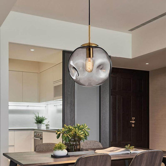 Modern Loft Glass Ball Pendant Light LED E27 Nordic Hanging Lamp With 2 Colors For Living Room Restaurant Bedroom Lobby Kitchen