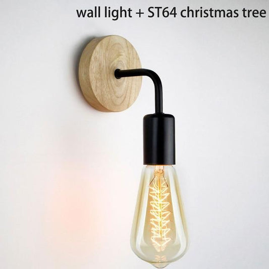 Wood Wall Lamp Vintage Industrial Wall Lights Dimmable Retro E27 Light Bulb Wall Light For Home Loft Indoor Decor Fixtures