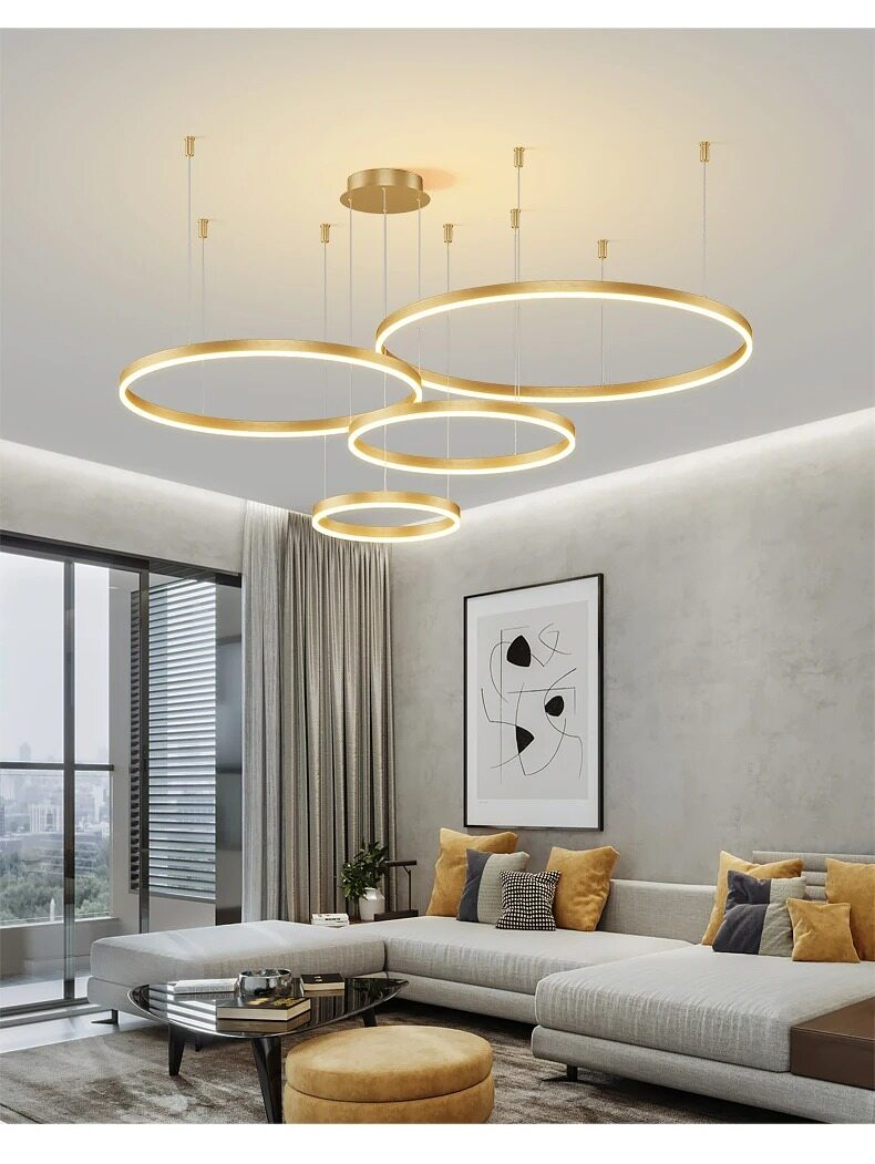 Nordic LED Pendant Lights Art Free combination Rings Cord Pendant Lamp For Living Room Kitchen Cafe Bedroom Hanging Lights