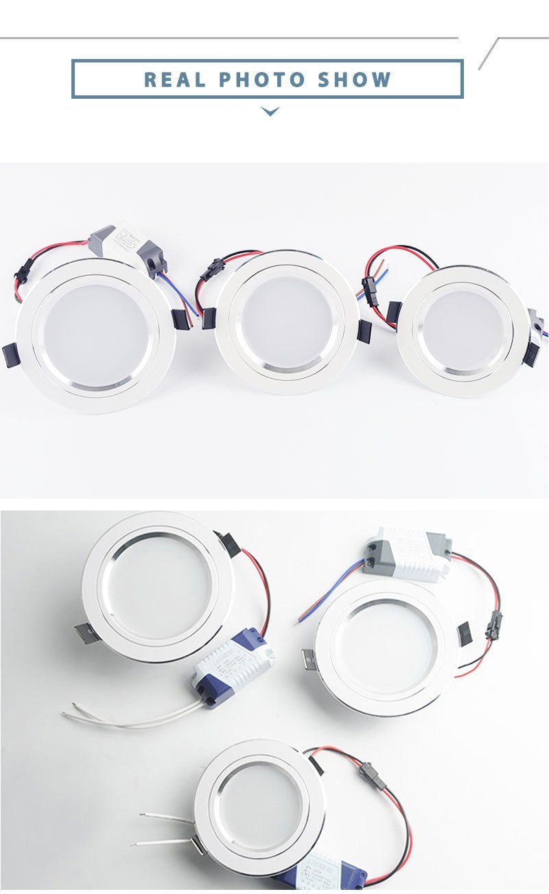 LED Downlight 3W 5W 10W 15W Round Silver White Ultra Thin Aluminum Round Recessed LED Spot Lighting