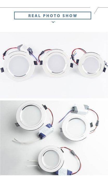 LED Downlight 3W 5W 10W 15W Round Silver White Ultra Thin Aluminum Round Recessed LED Spot Lighting