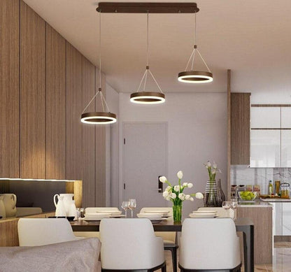 Coffee Led Pendant Light Kitchen Dinning Room Backside Lighting 3 Heads Round Acrylic Lamp Lustres Luminaire Indoor Fixtures