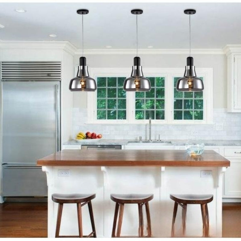 LED Chandelier Modern Minimalist Smoke Gray Glass Restaurant Bar Bedroom Bedside Single Head Pendant Lamp Indoor Lighting