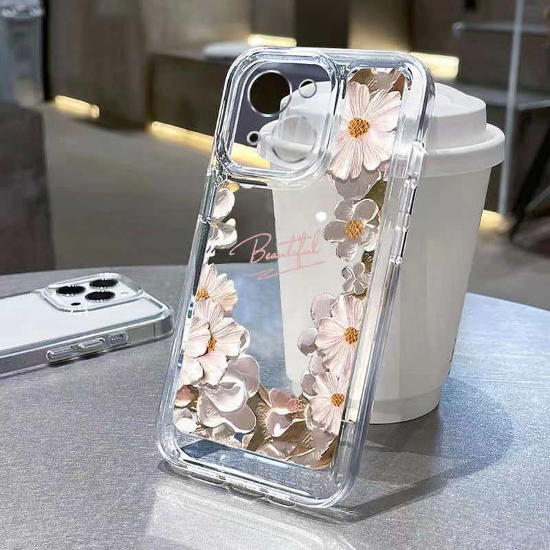 Rose Flower Phone Case For iPhone 16 Pro Case iPhone 17 11 13 15 12 14 Pro Max 16E XR XS 7 8 Plus SE Soft Shockproof Clear Cover