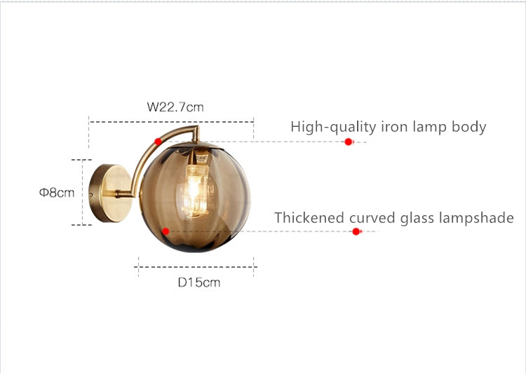 Modern Led Wall Lamp Nordic Glass Ball Wall Lamps For Living Room Bedroom Home Bedside Wall Light Bathroom Fixtures Mirror Light