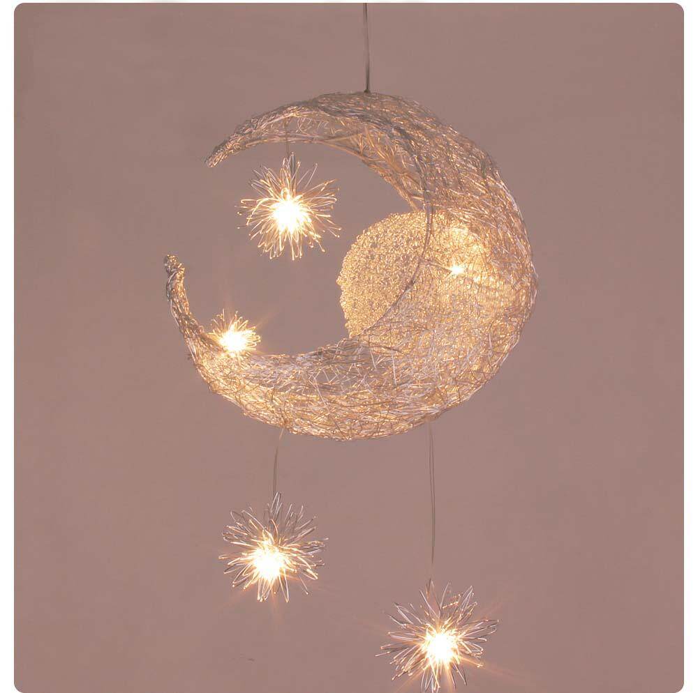 Modern Pendant Lights Kid's Room Lighting Moon Star Child Bedroom Lamps Aluminum Handing Lamp For Living Room Home Decoration