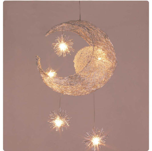 Modern Pendant Lights Kid's Room Lighting Moon Star Child Bedroom Lamps Aluminum Handing Lamp For Living Room Home Decoration