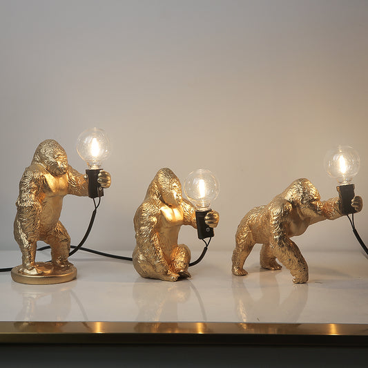 King Kong Gorilla Animal Table Lamp Indoor Resin Decoration Small Night Lamp Creative Crafts Gorilla Table Decor Lamp