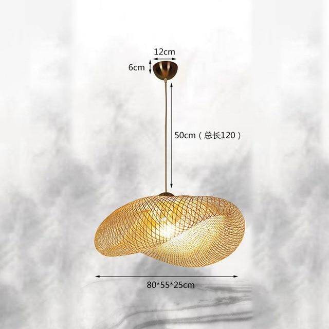Bamboo LED E27 Wicker Rattan Wave Shade Pendant Light Vintage Japanese Lamp Suspension Home Indoor Dining Table Room Lighting