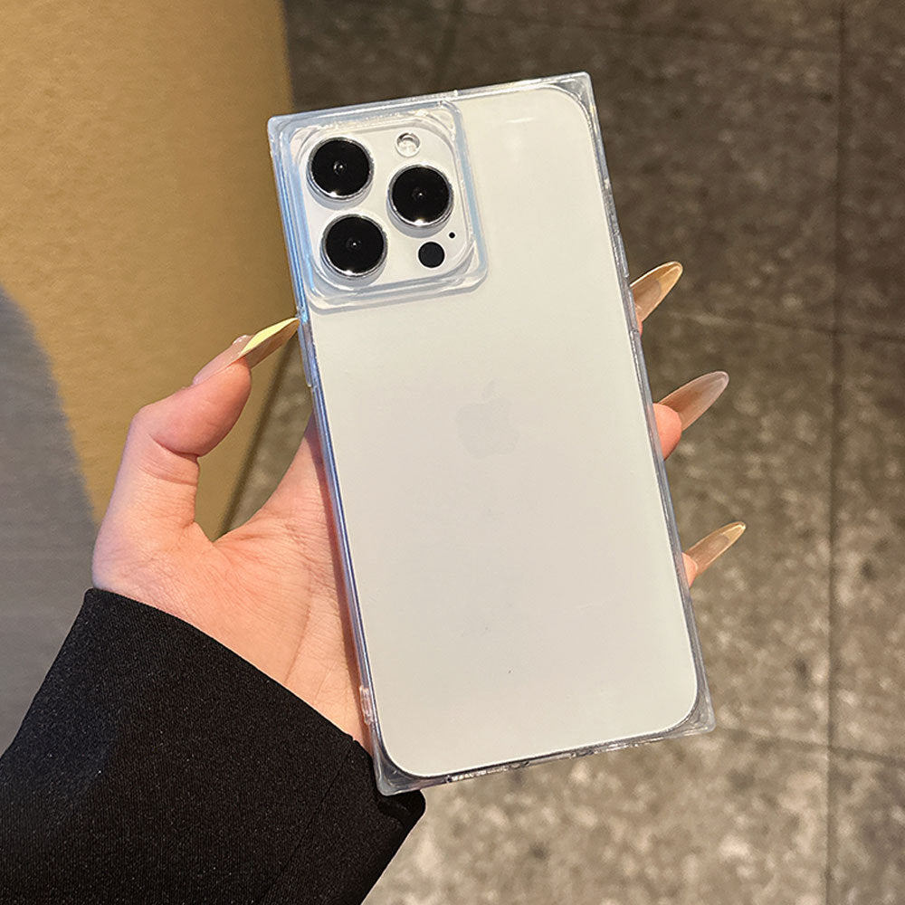 Luxury Ice Cube Square Soft Siicone Clear Case for iPhone 16 15 14 Pus 13 12 11 Pro Max Shockproof Crystal Rubber Phone Cover