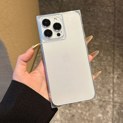 Luxury Ice Cube Square Soft Siicone Clear Case for iPhone 16 15 14 Pus 13 12 11 Pro Max Shockproof Crystal Rubber Phone Cover