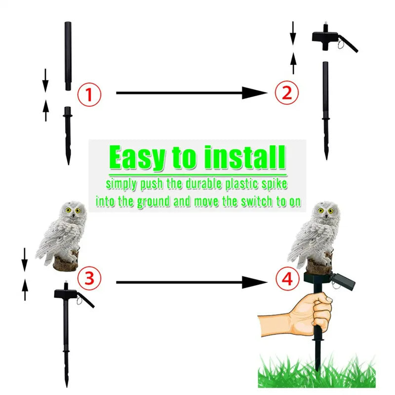 Led Solar Power Outdoor Garden Waterproof lighting Night Lights Owl Shape Energia Lamp Owl Stake Lawn Light decoration