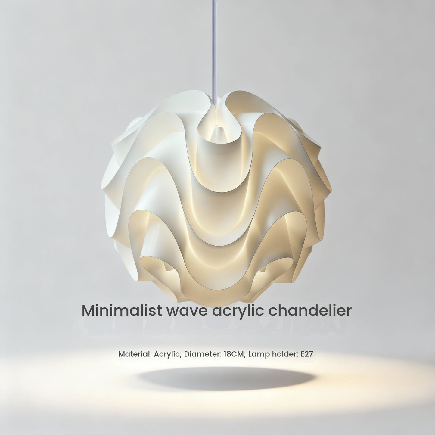 The Minimalist Wave-shaped Acrylic Pendant Light with An E27 Socket Is Perfect for Bedrooms