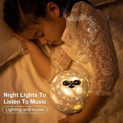 Music Projector Night Light With  Speaker Chargeable Universe Starry Sky Rotate LED Lamp Colorful Flashing Star Kids Baby Gift