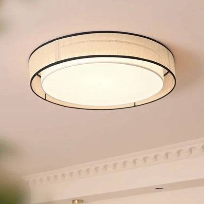 LED Bedroom Ceiling Light Study Living Room LED Lamps Itchen Dining Table Lighting Circular Shape Fabric Lampshade
