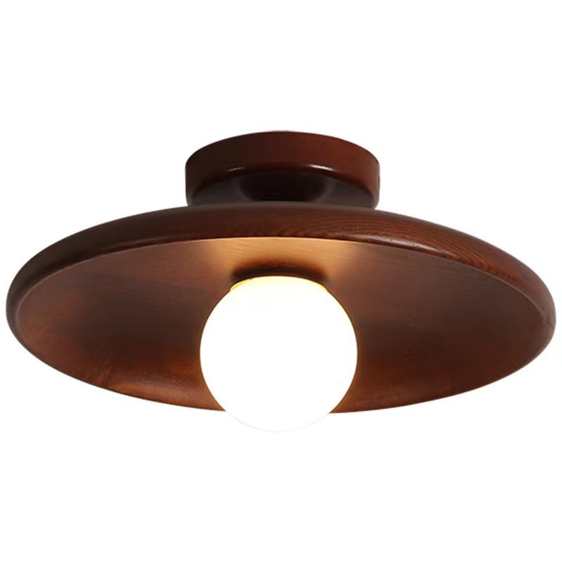 Modern Wooden Ceiling Light Log Color Walnut Wood Ceiling Lamps Surface Ceiling Lighting G9
