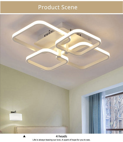 Square Circel Rings Ceiling Lights For Living Room Bedroom Home Modern Led Ceiling Lamp Fixtures lustre plafonnier ping