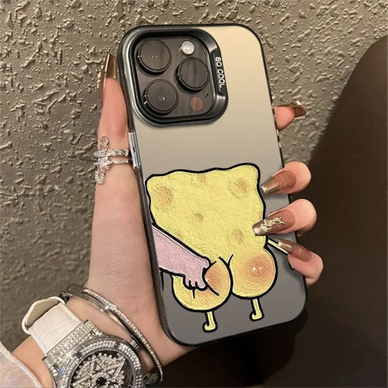 Hot S-SpongeBobs Pinch Butt Couple Phone Case For iPhone 17 16 Pro Max Case 15 14 13 12 11 Pro XR X XS Max 8 7 TPU Shockproof Cover