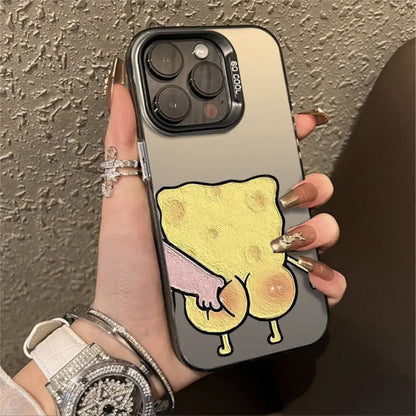 Hot S-SpongeBobs Pinch Butt Couple Phone Case For iPhone 17 16 Pro Max Case 15 14 13 12 11 Pro XR X XS Max 8 7 TPU Shockproof Cover