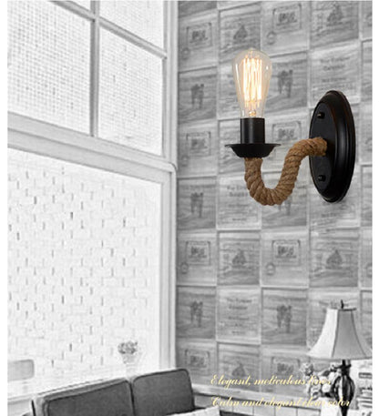 Hemp Rope Wall Lamp American Retro Light Wall Sconce Living Loft Lighting Vanity Light Indoor Sconce Wall Lights Bedroom Lamp