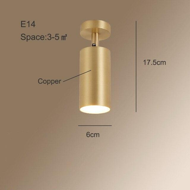 Modern Ceiling Lamp Foyer Copper Spotlight Living Room Led Brass Light Bedroom Wall Lamps Hallway Luster Ceiling Lamps Balcony
