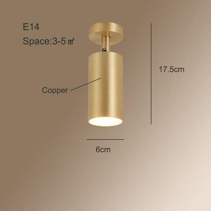 Modern Ceiling Lamp Foyer Copper Spotlight Living Room Led Brass Light Bedroom Wall Lamps Hallway Luster Ceiling Lamps Balcony