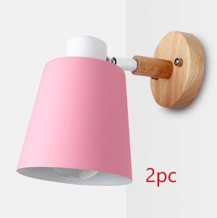 wooden wall lights bedside wall lamp wall sconce modern wall light for bedroom Nordic macaroon 6 color steering head E27