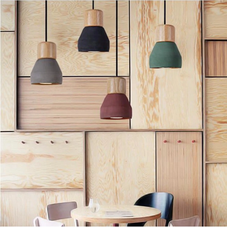Pendant Lights Modern Fashion Ceiling Pendant Lamp Home Lighting Fixture, Wood Cement Hanglamp For Kitchen Dining Room