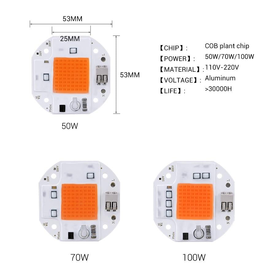 100W 70W 50W Welding Free LED COB Chip for Plants Growing Grow Tent  LED Grow Light Full Spectrum LED Phyto Lamp