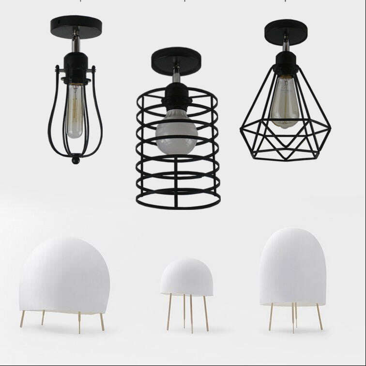 Retro Indoor Lighting Vintage Ceiling Light LED Lights More Kinds Iron Cage Lampshade Warehouse Style Light Fixture