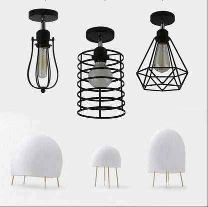 Retro Indoor Lighting Vintage Ceiling Light LED Lights More Kinds Iron Cage Lampshade Warehouse Style Light Fixture
