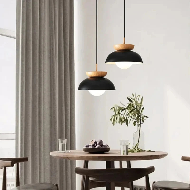 Modern LED Pendant Light  Minimalist Wooden Hanging Lamp for Aisle Balcony Cloakroom Interior Lighting Fixture