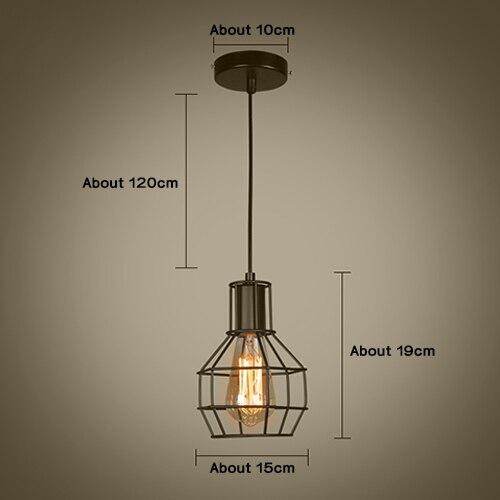 Modern Pendant Light Black Iron Hanging Cage Vintage E27Led Lamp Bulb Industrial Loft Retro Dining Room Restaurant Bar Counte