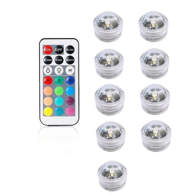 Remote Controlled RGB Submersible Light Battery Operated Underwater Night Lamp Vase Bowl Outdoor Garden Wedding Party Decoration
