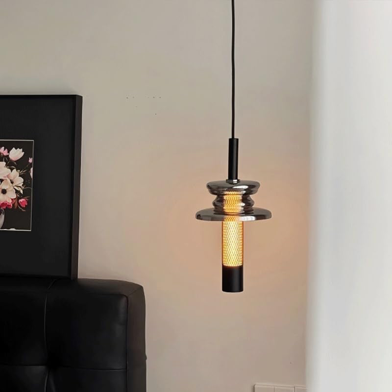 Indoor Industrial Pendant Light LED Warm Lights Glass Hanging Lamp Ironwork Vintage Art Bedside Kitchen Living Room Pendant Lamp