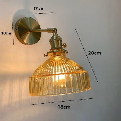 Nordic Literature And Art Fresh Bedroom Glass Brass Copper Wall Lamp