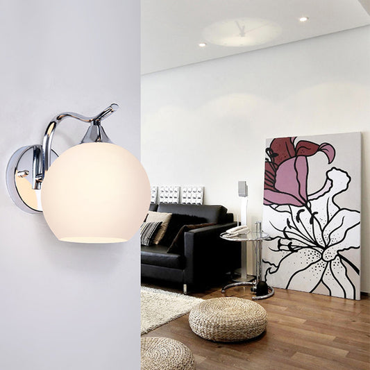 LED Glass Wall Lamps Modern Bedroom Lights White Glass Ball Indoor Wall Light