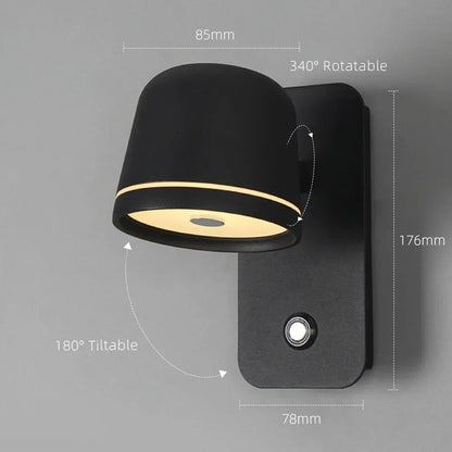LED Dimmable Wall Lamp with On/Off Switch Adjust Brightness and 3-CCT Rotation Wall Sconce for Bedside Living Room