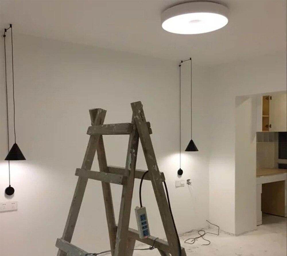 Modern Pendant Lamp Light Black Metal Long Wire Simple Shape Kitchen Bar Hanging Lamp Bedside Suspension Lighting Creative Lamp