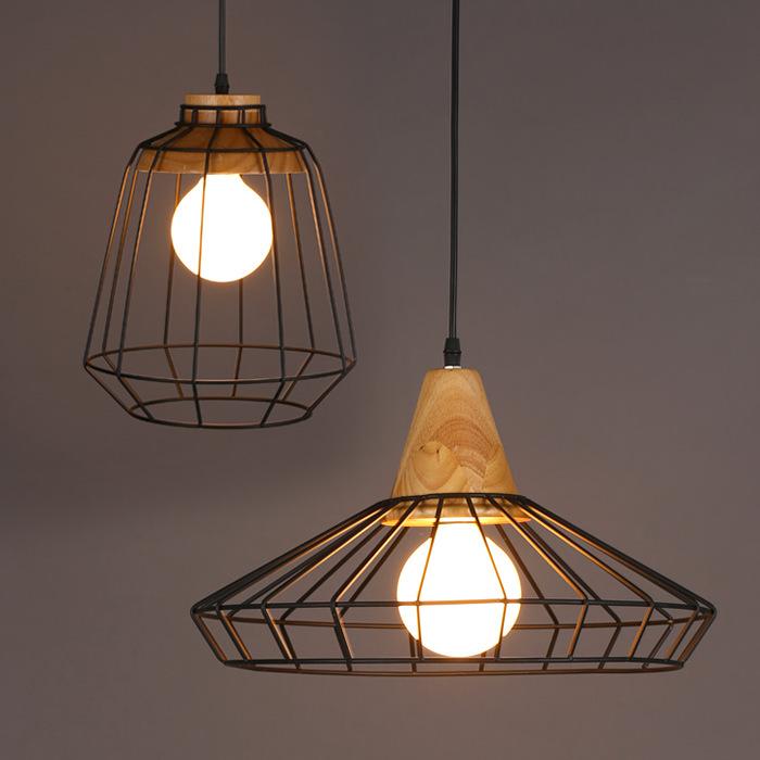 American Country Individual Log Chandelier Nordic Inn B & B Restaurant Bedroom Simple Retro Iron Wire Grid Chandelier