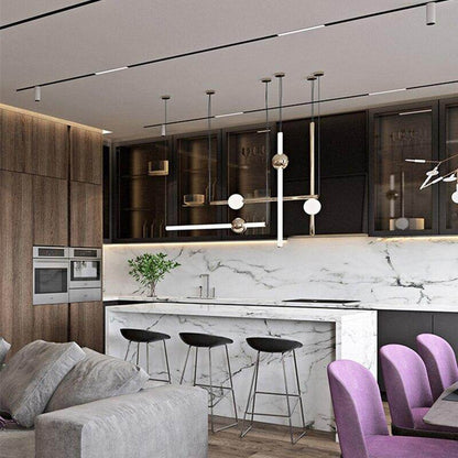 Modern Glass Metal Ball Pendant Lights Luminaria Cylinder Pipe Industrial Lamp Hanglamp Lustre Suspension