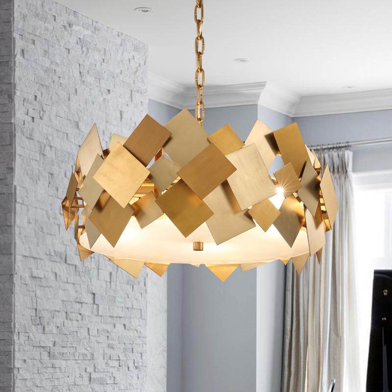 Modern Gold Stainless Steel Pendant Light Luxury Living Room Dinning Room Lustre Pendent American Simple Metal Hanging Light