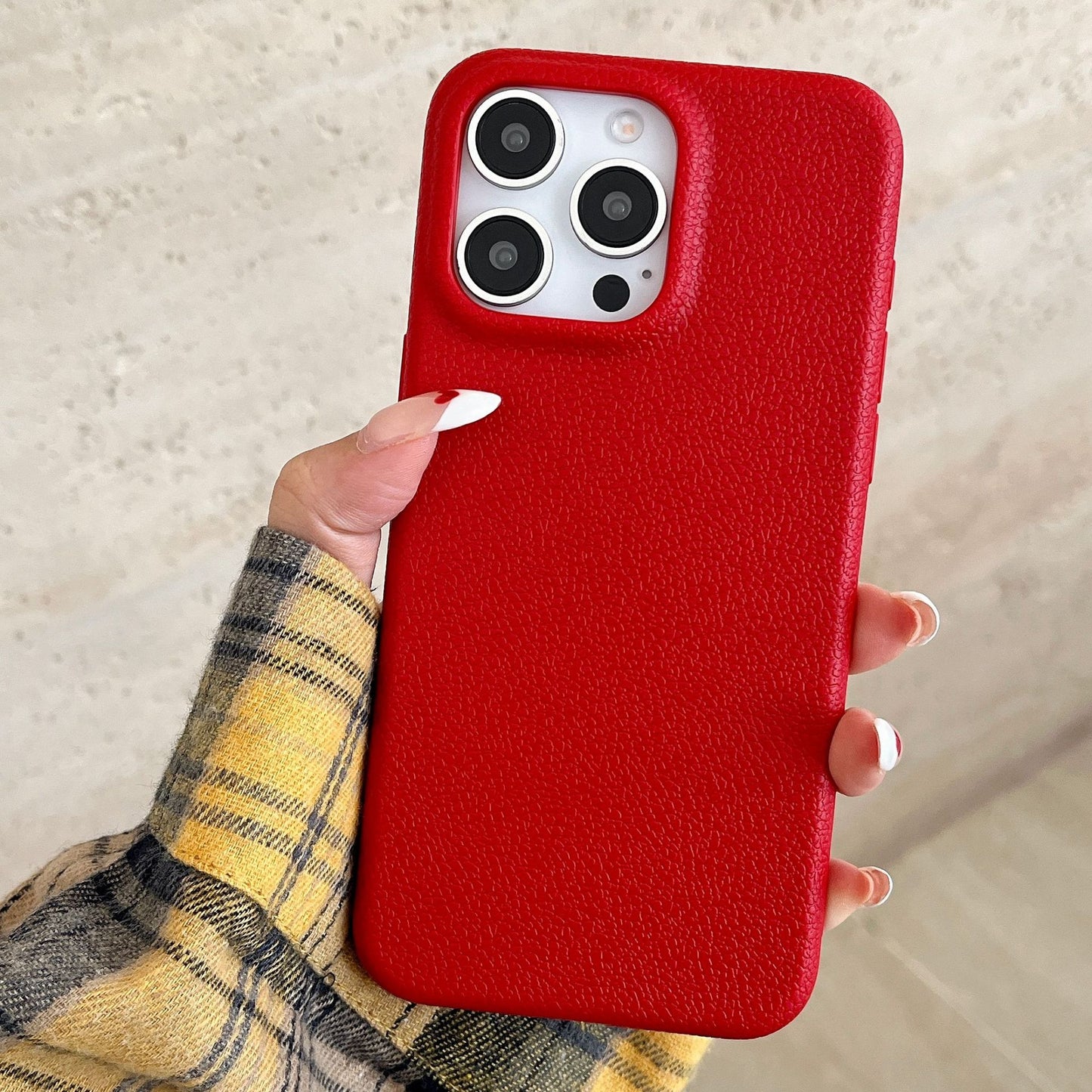 Premium Minimalist iPhone 17 Case Solid-Color Leather-Textured iPhone 16 Case Soft Case for iPhone 13/12/11