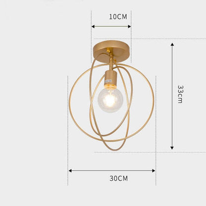 Vintage Ceiling Lights Iron Black/Golden Ceiling Lamp Retro Cage Lighting